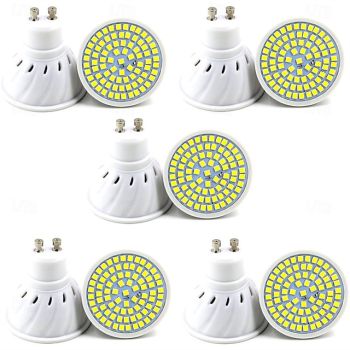 10pcs GU10 LED Spotlight Bulbs - AC 220V, 2835 SMD LED Lamp, 48/60/80 LEDs, Energy-Saving Indoor Lighting for Home and Office