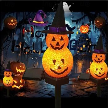 Solar Power Halloween Pumpkin Garden Lamp Ghost Lights For Garden Yard All Saints' Day Gravestone Garden Lawn Yard Patio Decorative Pathway Lights 1X 2X