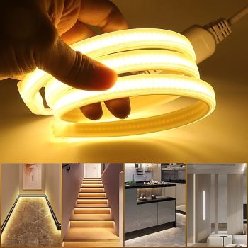 LED Strip Lights COB 220V Waterproof Outdoor Decor RA 80 High Brig 220V Waterproof Outdoor Decor 360 Leds/M RA 80 High Brightness 3000K 4000K 6000K Flexible Ribbon FOB Light