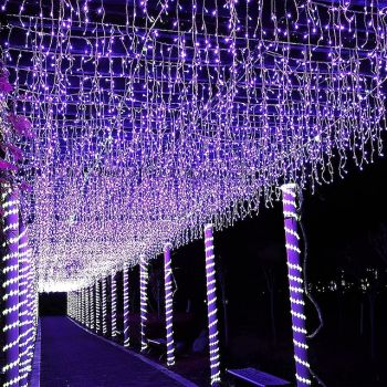 Outdoor Christmas Icicle Window Curtain Lights 6x1M-300LED Plug in 9 Colors Remote Control Window Wall Hanging Light Warm White RGB for Bedroom Party Christmas/Halloween 31V EU/US/AU/UK Plug