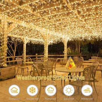 Elegant Wedding Reception Party 2 Pcs Christmas Outdoor Solar Copper Wire Light String Holiday Wedding New Year Courtyard Fence Steps Atmosphere Decoration Light String