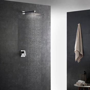 Concealed Shower Faucet Combo Set 12" Shower Head, Shower System Mixer Rough In Valve Rainfall Shower Head, Wall Mounted Tub and Shower Trim Kit Bathroom Bath Foundation of a Perfect Shower