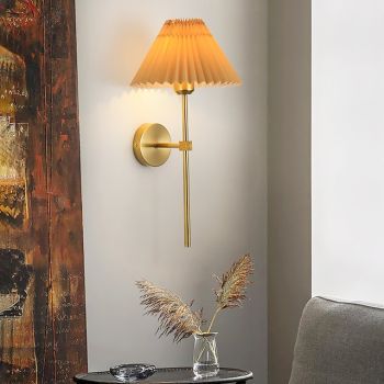 Lightinthebox Wall Sconces 1PCS White Fabric lampshade Gold Wall Lamp Column Bracket Wall Lighting Bathroom Dresser Hardwired lamp Applicable to Living Room Bedroom Dining Room 110-240V
