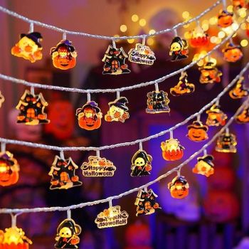 Halloween Pumpkin Ghost String Lights 1.5M 10LEDs Battery Powered Terrifying Scene Decoration Halloween Party Bar Haunted House Porch Garden Home Decor