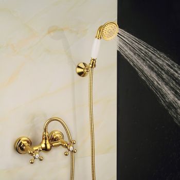 Shower Faucet Set Handshower Included Vintage Style/Country Brass/Electroplated Mount Outside Ceramic Valve Bath Shower Foundation of a Perfect Shower