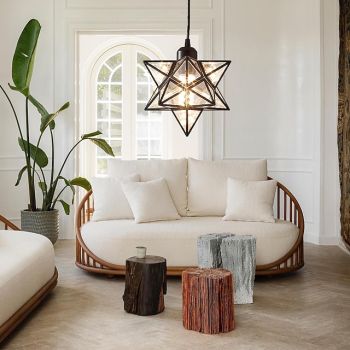 LED Pendant Lights Brass/Black Moravian Starseed Pendant Light Fixture, 11"