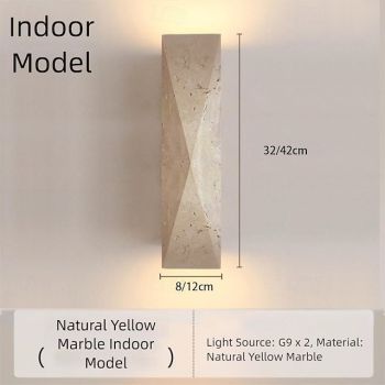 Modern Minimalist Outdoor/Indoor Rectangular Yellow Travertine LED Wall Sconce Lamp for Garden