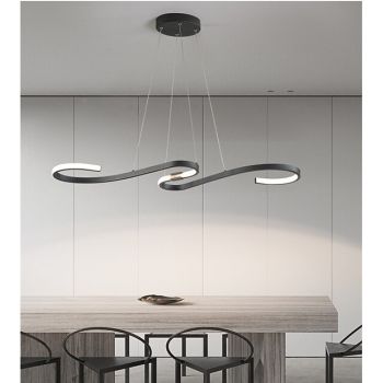 86cm LED Modern Pendant Light Fitting Island Ceiling Lighting Indoor Design Lamp Dining Table Chandelier Metal and Acrylic White Hanging Light Fixture for Living Room, Musical symbols