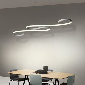 110cm LED Pendant Light Ceiling Lamp Wave Shape Hanging Light Linear Island Dimmable for Living Dining Room Kitchen Minimalist Modern 46W