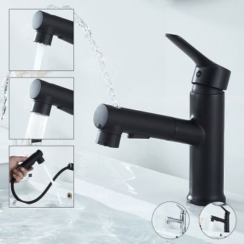 Bathroom Sink Faucet Pull out / Pullout Spray Electroplated / Painted Finishes Centerset Single Handle One HoleBath Taps ultimate flexibility