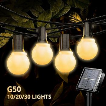 Globe Solar String Light LED G50 Bulb IP65 Waterproof Outdoor Garland Garden Light Suitable for Home Indoor Garden Holiday Lighting