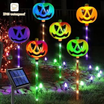 6 PCS Halloween Pumpkin Garden Lights Waterproof Solar Lawn Lights Outdoor Halloween Terrace Cemetery Lawn Pathway Decorative Lights