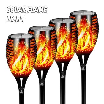 Solar Garden Flame Light - 96 LED Outdoor Pathway Flickering Torch, Waterproof Landscape Lawn Lamp for Path Lighting & Decor for Halloween