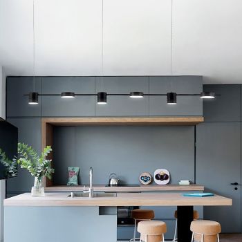 LED Pendant Light 150 cm Liner Design Dimmable 3/5/6 Lights Metal Aluminum Acrylic Nordic Style Deaign Dining Room Kitchen Lights 110-240V Black