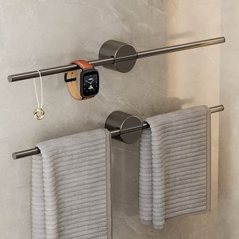 Bathroom Towel Bar Perforated Free Space Aluminum Towel Rack Extremely Simple Light Luxurious Towel StorageBath Hardware