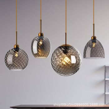 LED Pendant Lights Glass Kitchen Island 10" Hand Blown Glass Lighting Modern Farmhouse Foyer Entryway Light Fixtures Ceiling Hanging Globe Over Table Amber/Smoke grey 110-240V