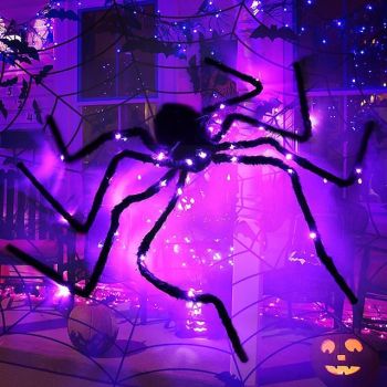 Halloween Spider, Waterproof Purple Web Light, Spider Halloween Decorations, for House, Garden, Indoor Outdoor, Horror Theme