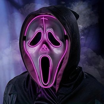 LED Luminous Mask Screaming Scare Halloween Mask Festival Carnival Props Funky PVC Decorative Mask