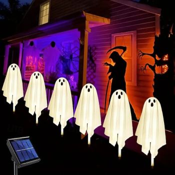Halloween Decorations Outdoor, Solar Ghost Decor, Waterproof Halloween Solar Lights for Yard, Garden, Pathway, Haunted House