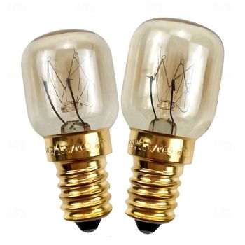 E14 Base Oven Light Bulb, 15W/25W Dimmable Incandescent Bulb for Oven, Microwave, Wax Warmer & Salt Lamp 2pcs
