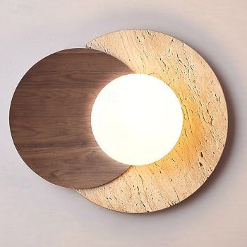 LED Indoor Wall Light 30cm 1-Light Wood Glass Ball Shade Wall Light Modern Bedroom Bedside Wall Sconce Simple Corridor Stairwell G9 Wall Mounted Lamp for Living Room Study Corridor Dining Room Balcony 85-265V