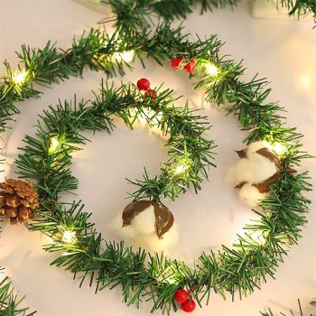 Christmas Garland with Lights Outdoor Christmas Decorations Battery Operated Christmas Lights