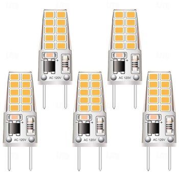 G8 LED Light Bulbs Dimmable 120V T4 JCD Type Bi-Pin G8 Base Bulb 3W Equivalent to 20W-25W Halogen Bulb White Warm White for Puck Light Under Cabinet Light Under Counter Light 5pcs