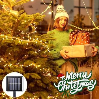 6m 200LED Solar Fireworks String Lights, IP65 Waterproof 8 Modes, Multicolor Christmas Tree Fairy Lights for Home Garden Indoor Outdoor Decor 1pc