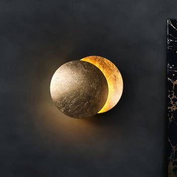Modern Wall Sconces Round Resin lampshade Moon Solar Eclipse Art Wall Lamp Bathroom Vanity Light LED Wall Lights for Mirror Hallway Kitchen Living R Wall Mount Light Fixture