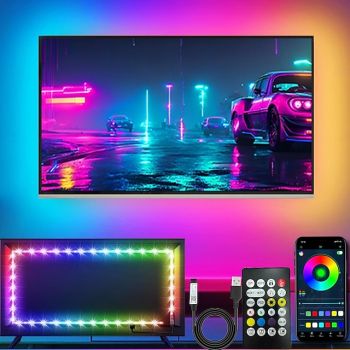 LED Lights for TV, 5M LED TV Backlight, for 45-75 inch TV, Music Sync LED TV Light with Bluetooth Function - RGB Color Changing Light Strip for Home Theater