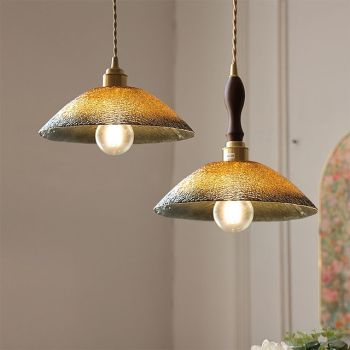 Pendant Light 1-Light Adjustable Ceiling Balcony Chandelier Hanging Lamp Glass Ceiling Light with Glass Shade
