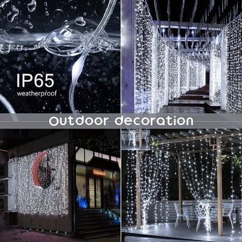 1pc Curtain Lights 300 LED Curtain Fairy Lights with Remote 8 Modes 9.8  9.8 Ft Curtain String Lights Waterproof USB Plug In Copper Wire Lights For Bedroom Window Chrismas Wedding Party