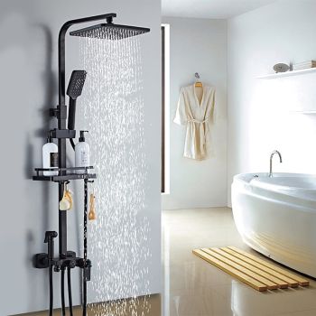 Shower Faucet,Rainfall Shower Head System Mixer valve Set - Handshower Included pullout Rainfall Shower Contemporary Antique Painted Finishes Mount Inside Ceramic Valve Bath Shower Foundation of a Perfect Shower