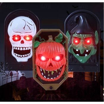 1 Pc Halloween Skeleton Pumpkin Witch Teasing Doorbell Tongue Throwing Ghosts Eyes Glowing Festival Atmosphere Decoration AAA Battery Box