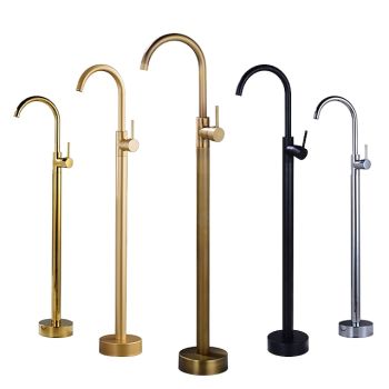 Floor Mount Standing Bathtub Faucet, 360° Swivel Freestanding Tub Filler Mixer Tap Brass Spout High Flow Shower Faucets Durable Bathtub Faucet