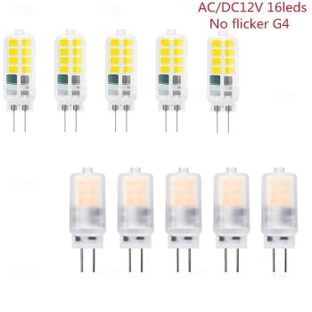 6/10pcs G4 LED Corn Lamp, G4 LED Bi-pin Bulb AC/DC12V 3W 16LEDs 2835 SMD No Flicker Bulb Bead Replacement 30W Halogen Lamp Home Chandelier Lighting