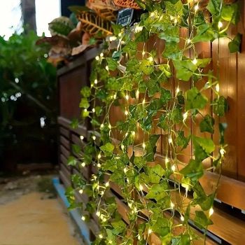 Elegant Wedding Party Reception 100 LED Solar Fairy Lights – 33ft Ivy String Lights 8 Modes Waterproof for Garden Home Decor