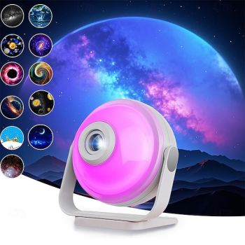 Galaxy Star Projector with Speaker 256 Modes LED Night Light for Kids and Adults APP/Remote Control 360 Rotate Perfect Room Decor & Gifts Aurora Projector