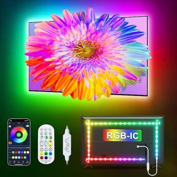 TV LED Backlight Strip RGBIC Programmable Music Synchronization Timing Bluetooth APP Control 2.4G Control 1-5M TV/Monitor Backlight Indoor or Outdoor Activities Festival Decoration USB 5050 Light Strip