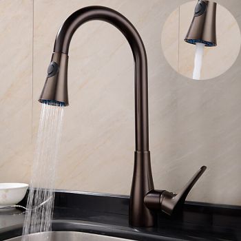 Single Handle Kitchen Faucet,Black Nickel One Hole Pull-out Standard Spout or Spray Type Standard Spout Oil-rubbed Bronze Kitchen Faucet with Cold and Hot Switch Foldable Faucet