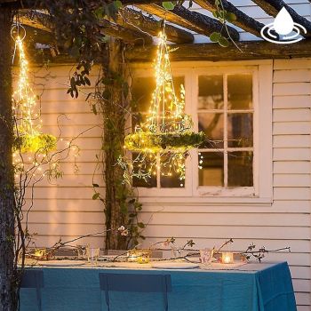 Solar Power Vines Branch LED Outdoor String Light Set 2M x 5 Branch 100LED Outdoor Waterproof Garden Fence Tree LED Flexible String Fairy Branch Light Yard Garland Patio Garden Decoration Lighting