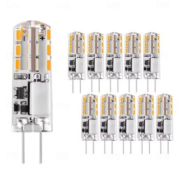 G4 LED Bulbs AC/DC 12V 1.2W T3 10W Halogen Bulbs Replacement JC Type G4 Bi-Pin Base Light White Warm White for Landscape Chandeliers Under Cabinet RV Lighting 10pcs