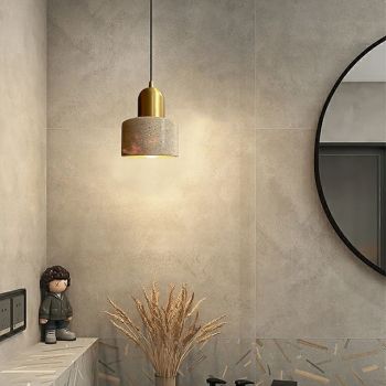 Stone Shade Cylinder Pendant Light Brass Hainging Light Kit Retro Mini Pendant Lamp Nordic Pendant Lighting 85-265V