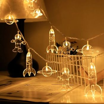 LED Space Astronaut String Lights Battery or USB Operation 1.5M 3M 6M Rocket Planet LED Fairy String Light Children's Kid's Room Holiday Party Home Decoration Lamp