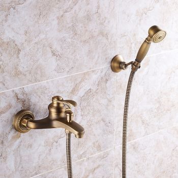 Shower Faucet Set Handshower Included Vintage Style/Country Brass Mount Outside Ceramic Valve Bath Shower Mixer Taps/Single Handle/Yes/Single Handle Three Holes Foundation of a Perfect Shower