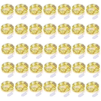 100 Pack Fairy Christmas Lights Battery Operated 7Ft 20 Led Waterproof Mini Firefly String Lights with Flexible Silver Wire for Wedding Centerpieces Mason Jar Craft Christmas Garlands Party Decorations