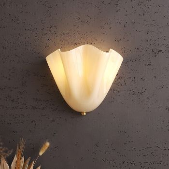 Flower Wall Lamp French Retro Wabi-Sabi Style Stained Glass Art Living Room Bedside Lamp Wall Lamp E14*2 110-240V