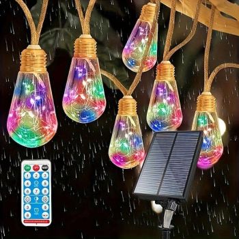 1 Pc Outdoor Solar Copper Wire Light String 8M-16 Balls Bubble Courtyard Garden Balcony Fence Balcony Camping Tent Wedding Festival Party Atmosphere Decoration Light String