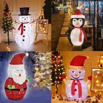 Christmas LED luminous folding snowman Santa Claus penguin warm light AAA waterproof battery box indoor and outdoor courtyard lawn party festive atmosphere decoration light 70 * 36CM