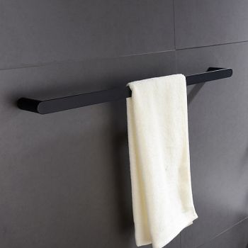 Stainless Steel Towel Bar Wall Mount Mattle Black Single Rod Bathroom Towel Hanger Rack Long PoleBath Hardware